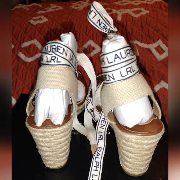 Ralph Lauren Leather Espadrille Wedges - Picture 6 of 11